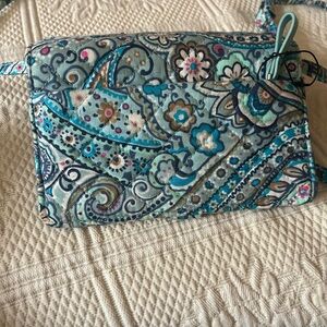Vera Bradley Quilted Paisley Crossbody in Teal, Aqua and Navy